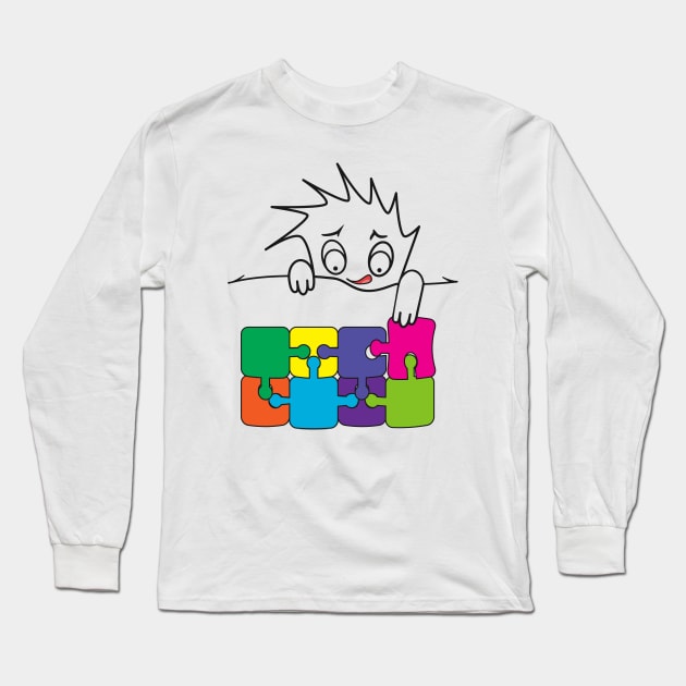 Cute character and puzzles Long Sleeve T-Shirt by PaJuli